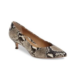 Vionic Josie Snake-Print Pointed Kitten Heel Pump - Beige & Black, 11